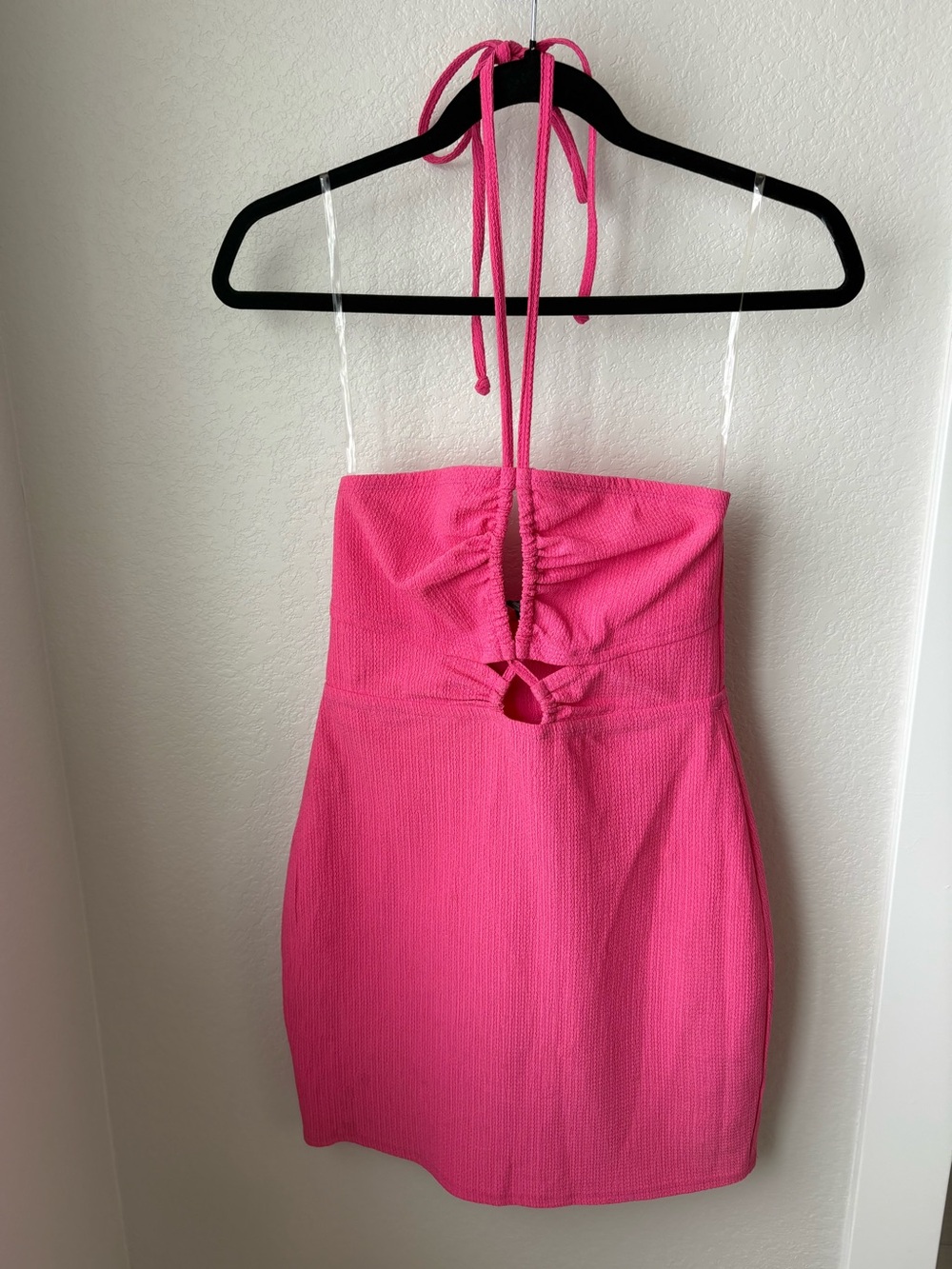 wild fable Hot Pink Halter Mini Dress with Front Keyhole
